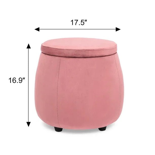 Velvet Round Storage Ottoman with Removable Lid, Footrest Stool - myhomestore.com.pk