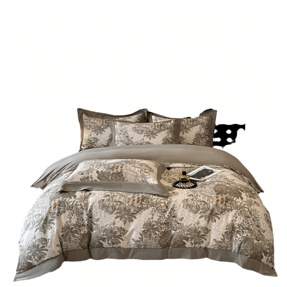Vintage Oasis Landscape Duvet Set – Elegant Printed Luxury Bedding - myhomestore.com.pk