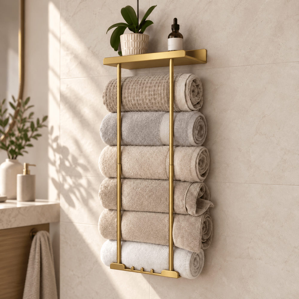 Wall-Mounted Metal Towel Storage Rack - myhomestore.com.pk