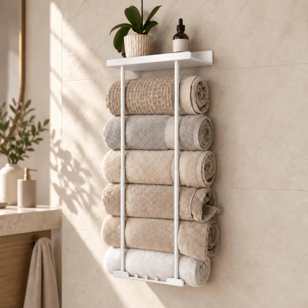 Wall-Mounted Metal Towel Storage Rack - myhomestore.com.pk