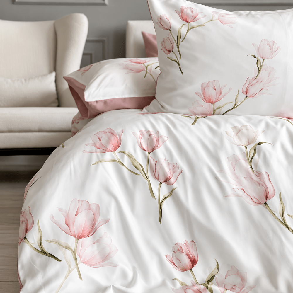 Watercolor Tulip Design Printed Bedding Duvet Set - myhomestore.com.pk