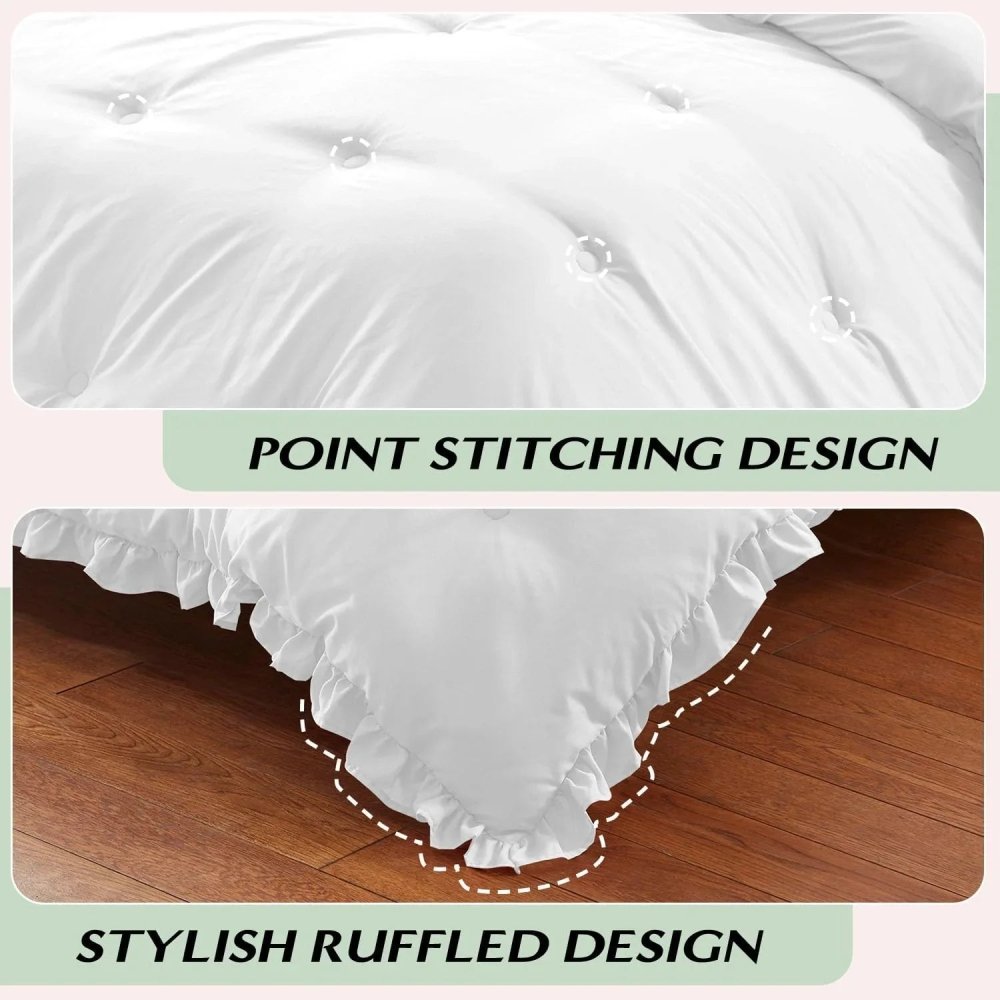White Ruffle Comforter Set - myhomestore.com.pk
