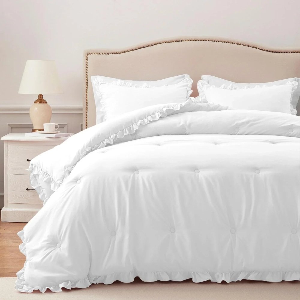 White Ruffle Comforter Set - myhomestore.com.pk