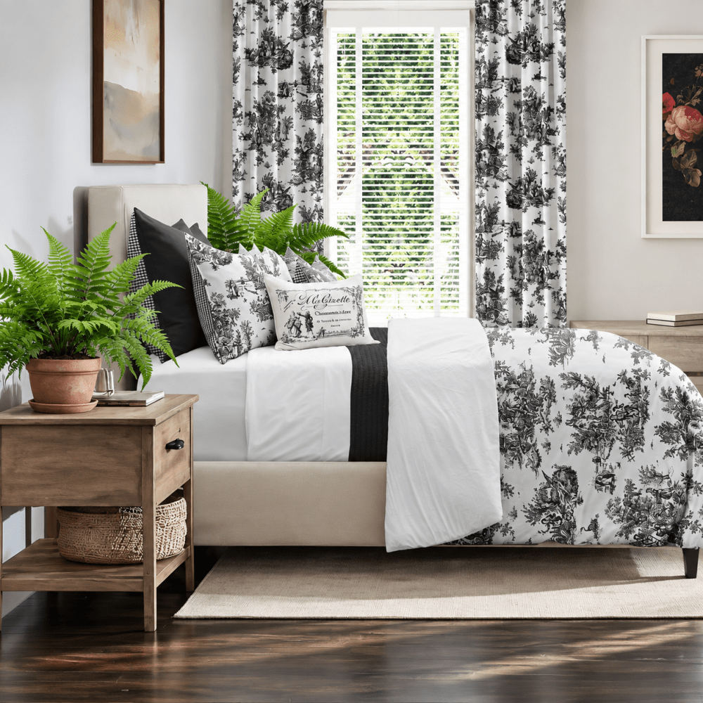 White with Black Printed Duvet Cover Set - myhomestore.com.pk