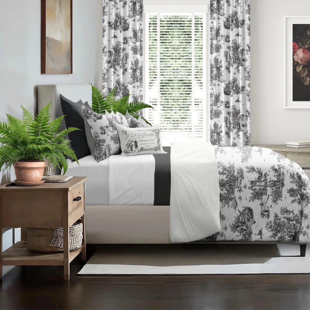 White with Black Printed Duvet Cover Set - myhomestore.com.pk