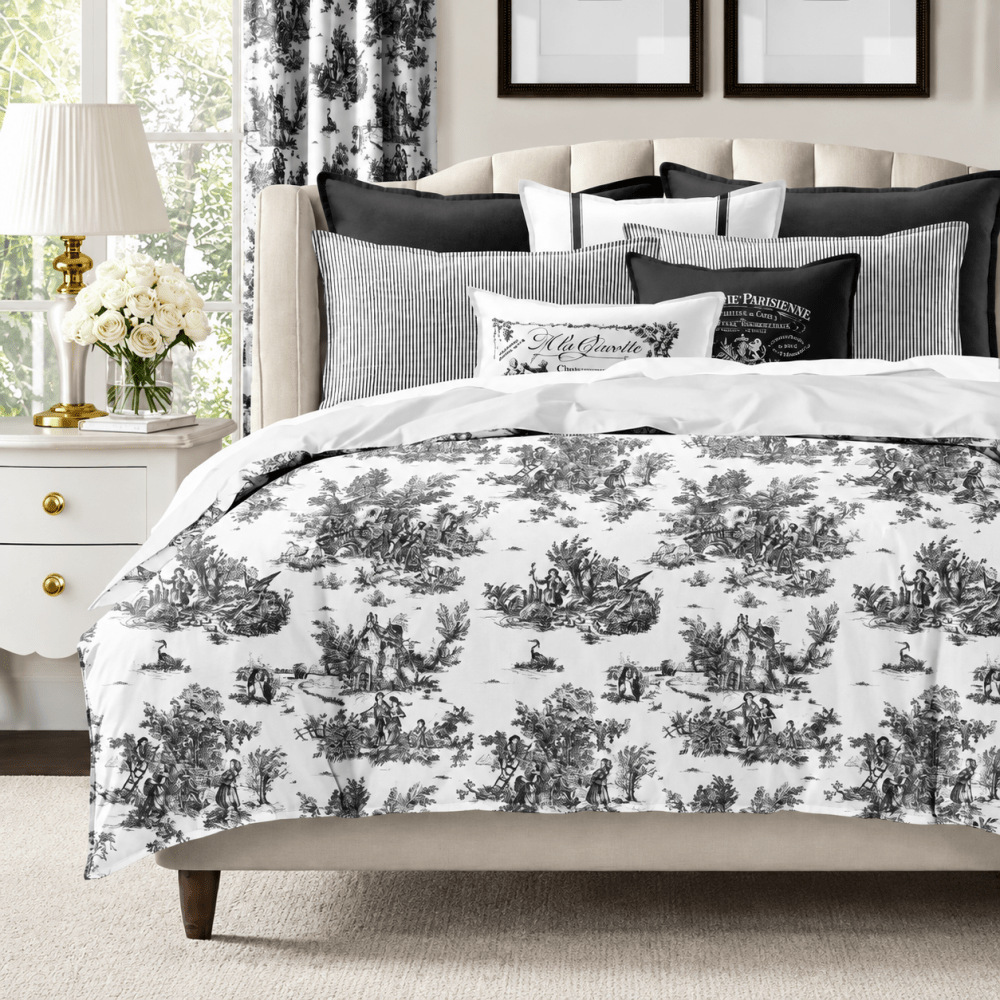 White with Black Printed Duvet Cover Set - myhomestore.com.pk