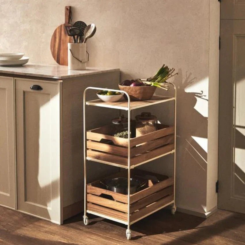 WOOD AND METAL STORAGE CART - myhomestore.com.pk