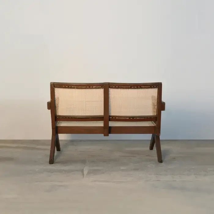 Wood Rattan Cane 2 Seater Sectional Sofa for Living Room - myhomestore.com.pk