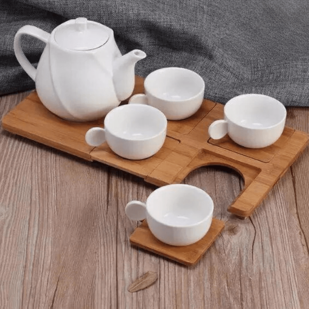 Wooden Tea Set Tray - myhomestore.com.pk