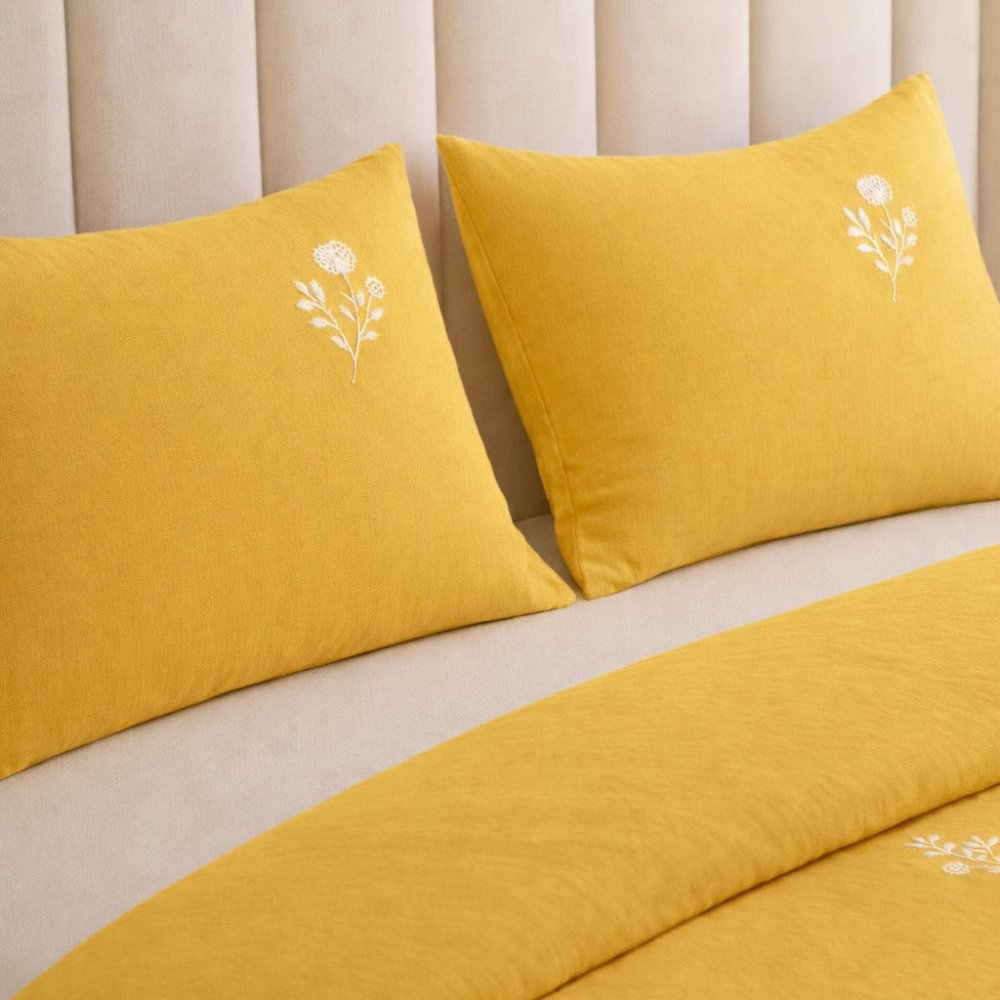 Yellow Embroidered Bedding Set - myhomestore.com.pk