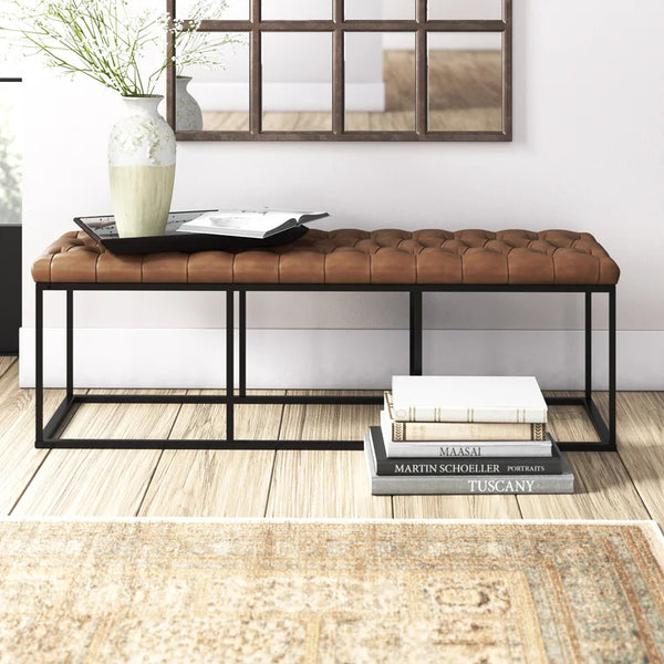 Brown Upholstered Bench