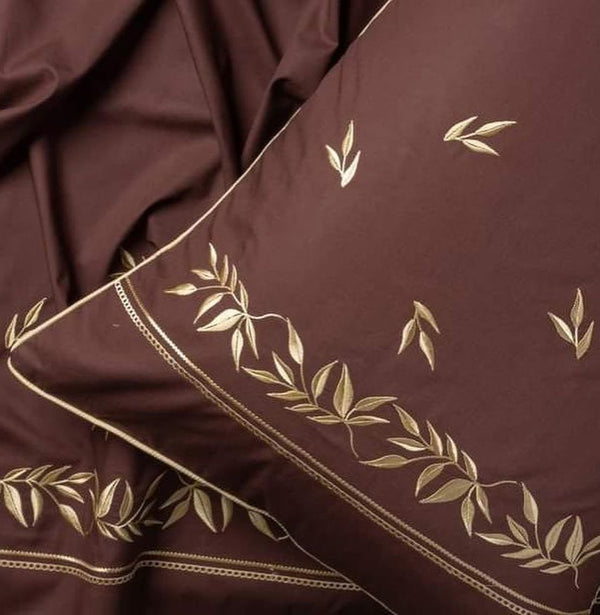 Brown Embroidery Duvet Set