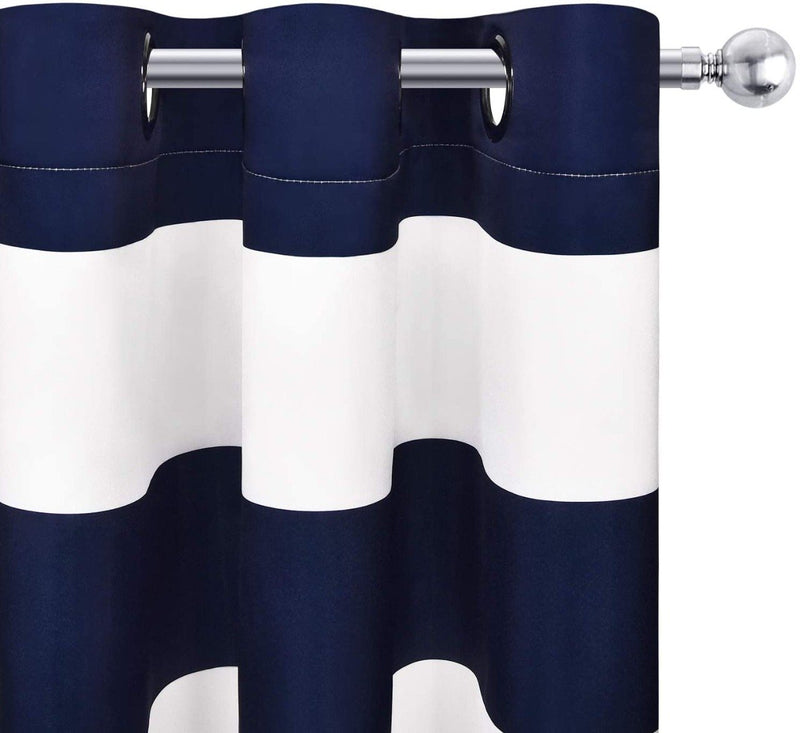 New Blue and White Cotton Duck Eyelet Printed Curtain