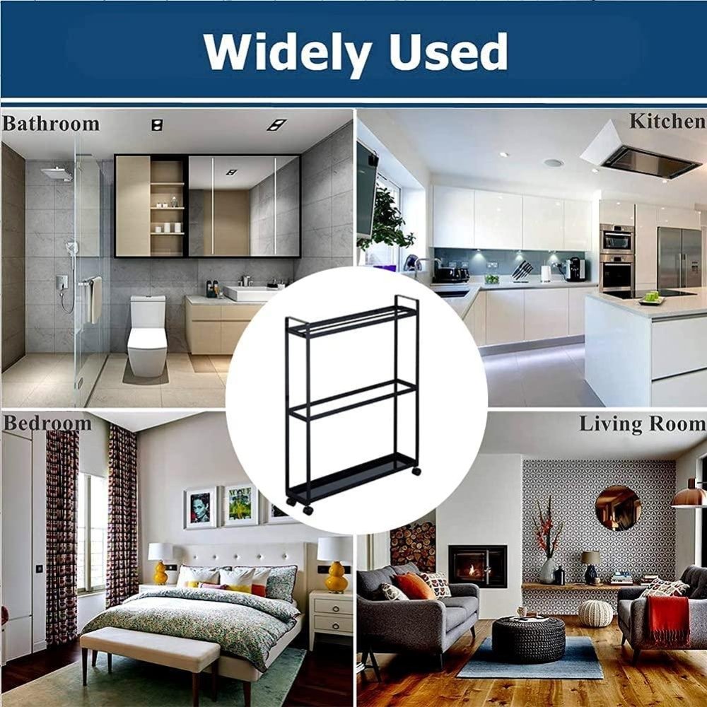 3 - Tier Freestanding Multipurpose Holder with Heavy Duty Metal Shelving - myhomestore.com.pk