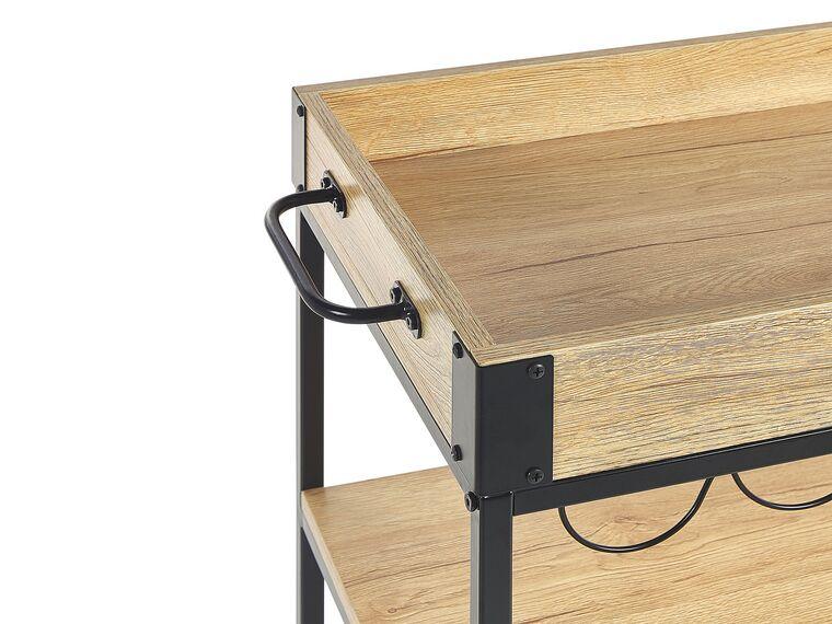 3 Tier Kitchen Trolley Light MDF Sheet with Black Frame - myhomestore.com.pk