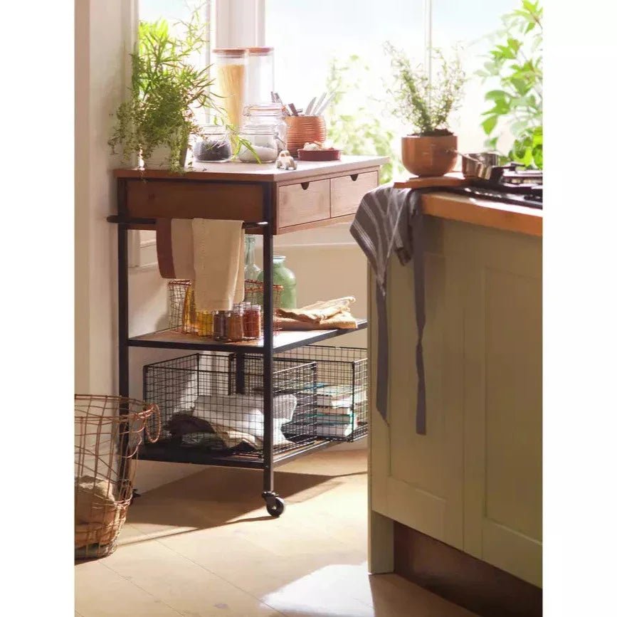 3 Tier Metal Trolley and Wood Kitchen Trolley - myhomestore.com.pk