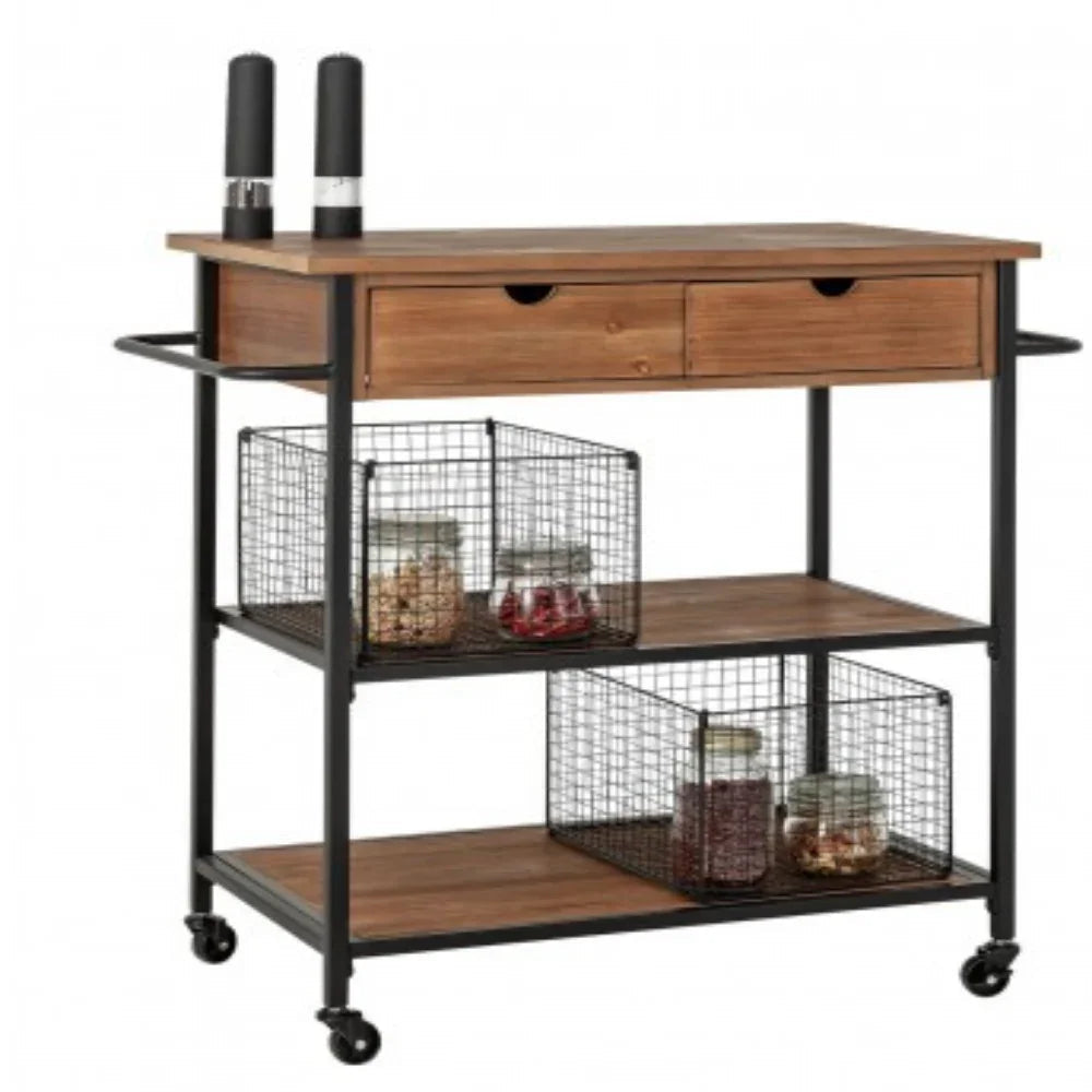 3 Tier Metal Trolley and Wood Kitchen Trolley - myhomestore.com.pk