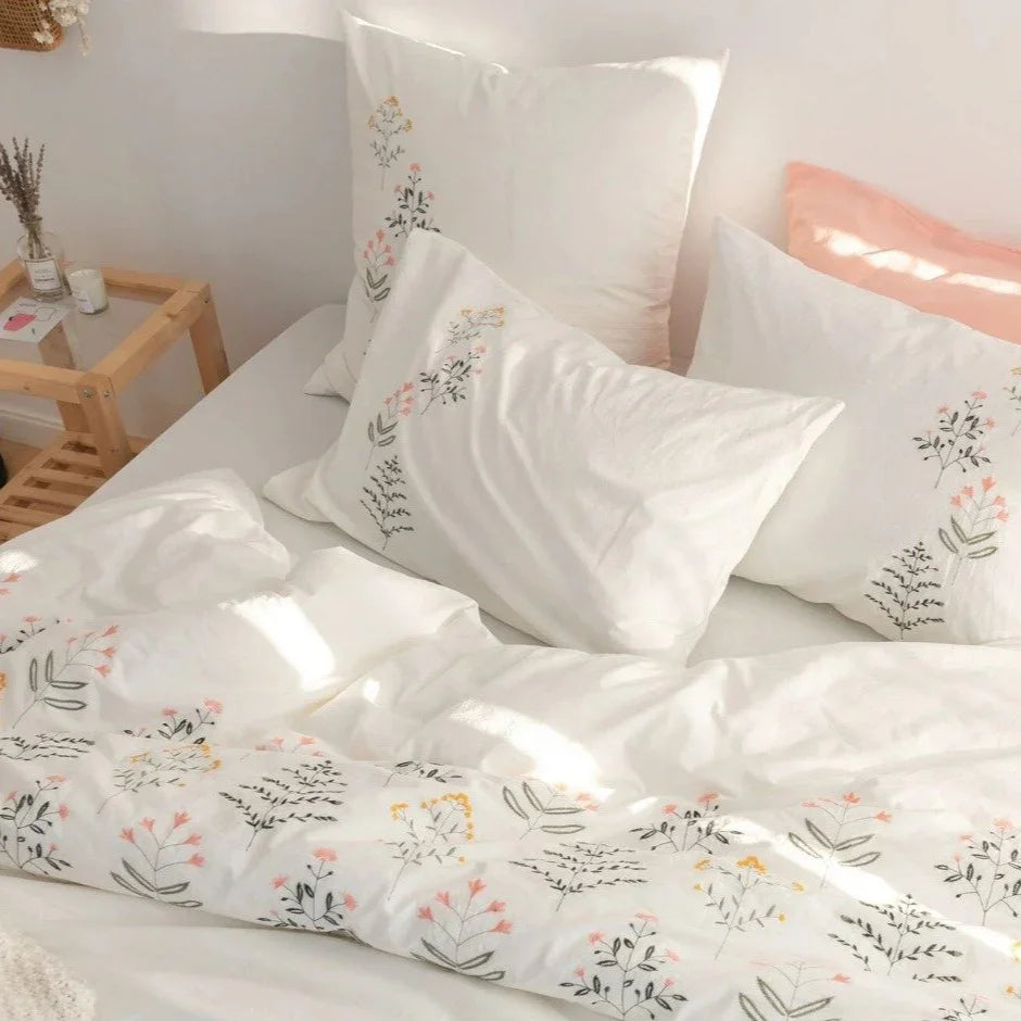 Plants Embroidered Duvet Set - myhomestore.com.pk