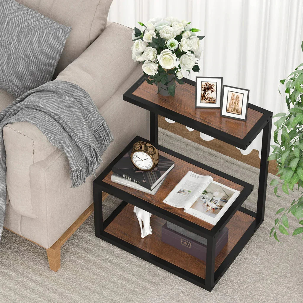 Tribesigns Side Table Industrial End 3-Tier Table with Storage Multifunctional - myhomestore.com.pk