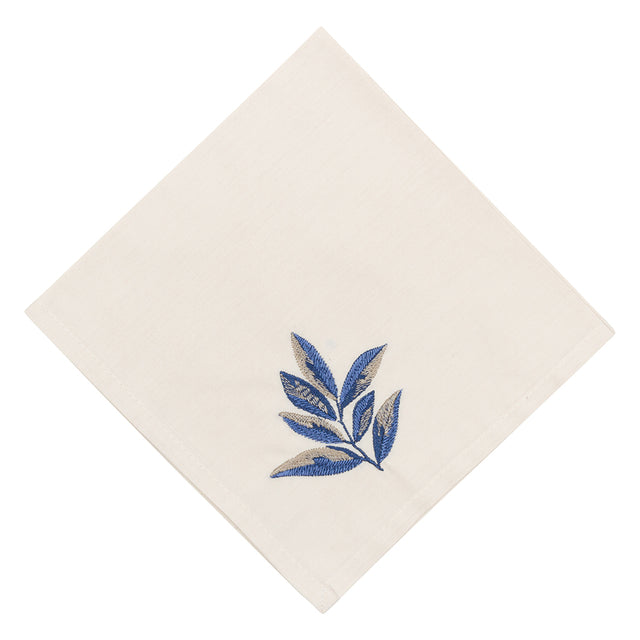 Sand Mat With Beige And Navy Foliage Embroidered