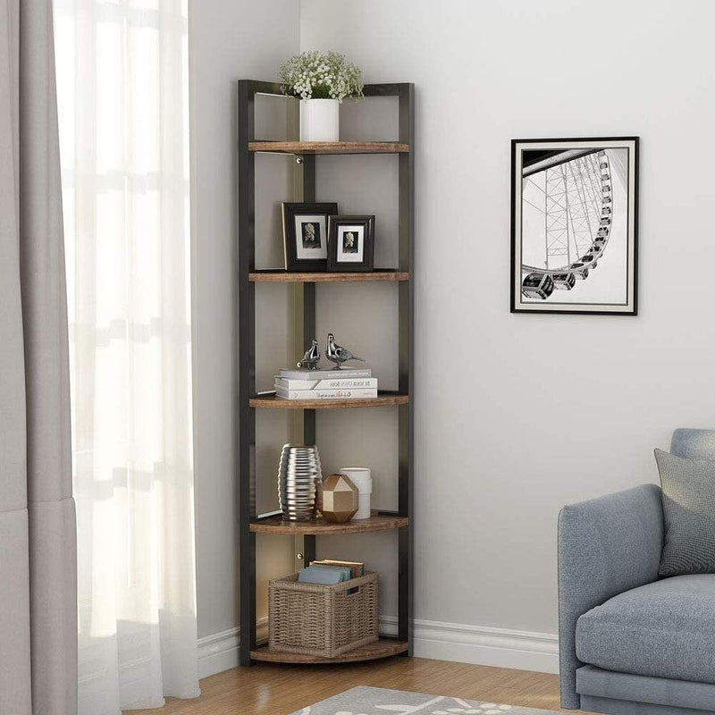 Brown MDF sheet and Metal Frame Corner Shelf