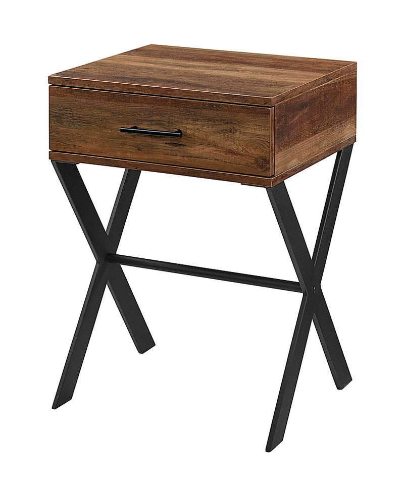 Drawer Metal and Wood Side Table