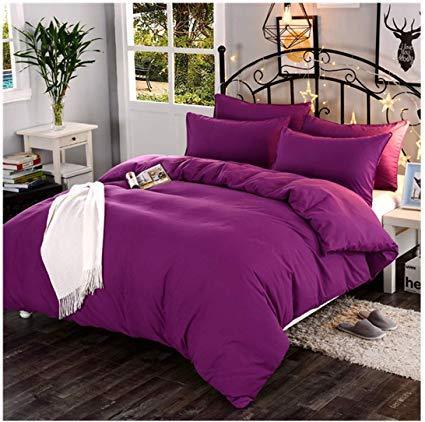 Plain Dyed Duvet Set (Dark-Purple) - myhomestore.com.pk