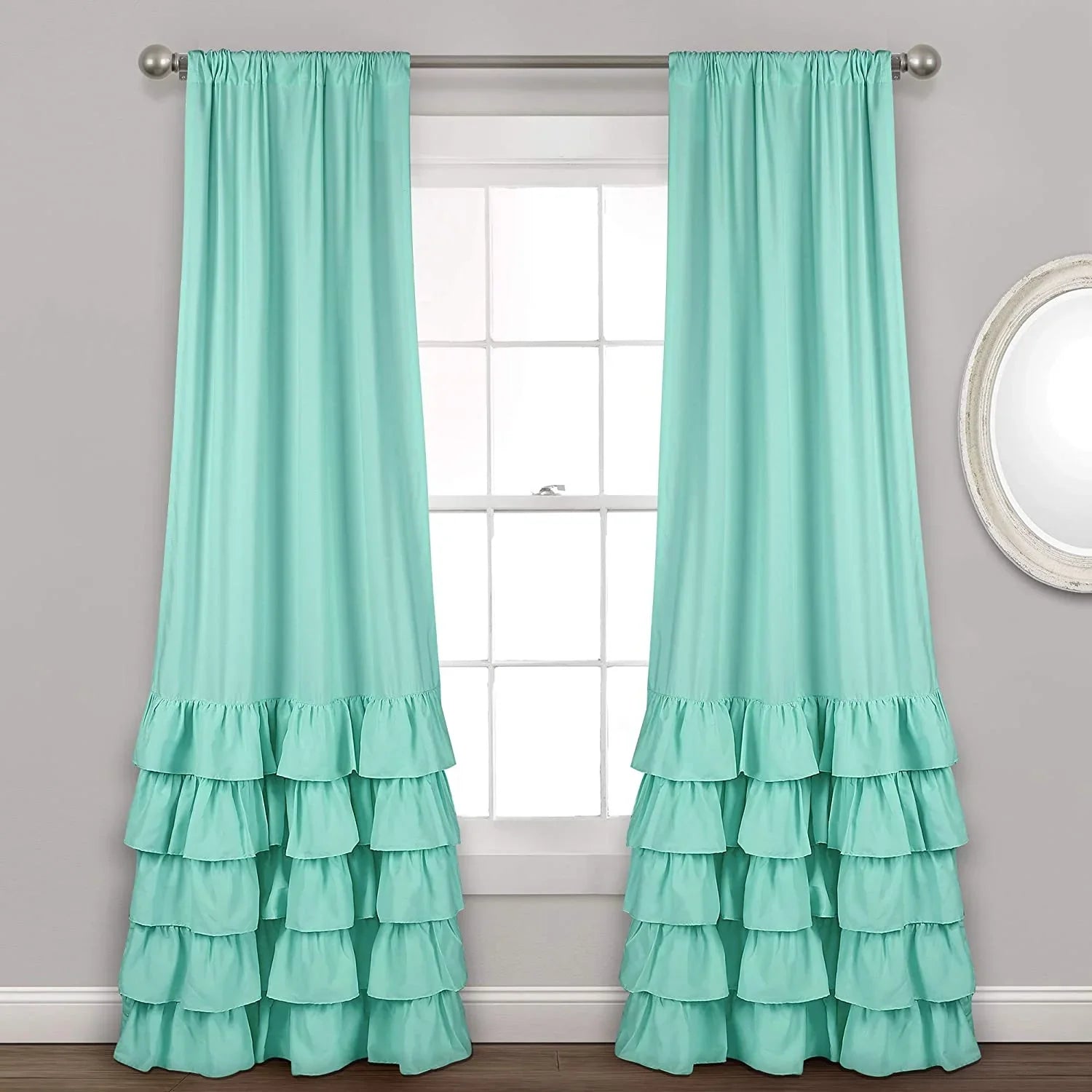 Allison white Ruffle Curtains-Window Panel Drapes Set for Living - myhomestore.com.pk