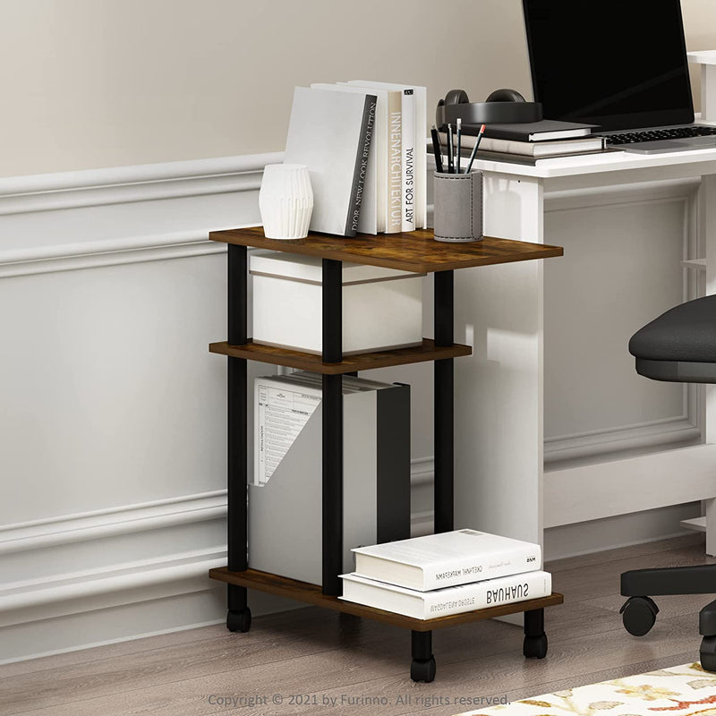 U-Shaped Side Table with Casters