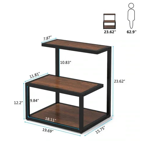 Tribesigns Side Table Industrial End 3-Tier Table with Storage Multifunctional - myhomestore.com.pk