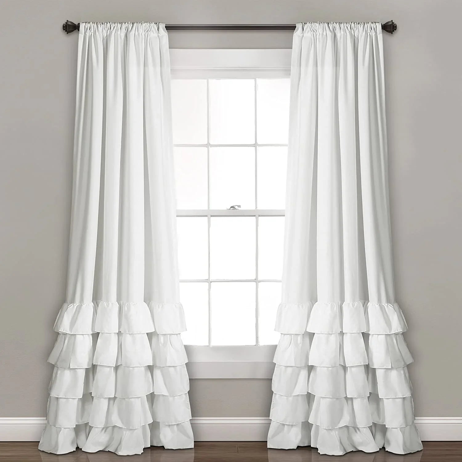 Allison white Ruffle Curtains-Window Panel Drapes Set for Living - myhomestore.com.pk