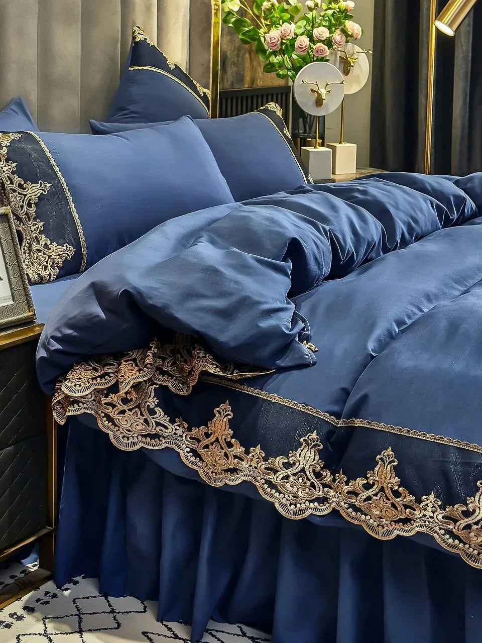 Luxury Duvet Set With Vintage Lace - myhomestore.com.pk