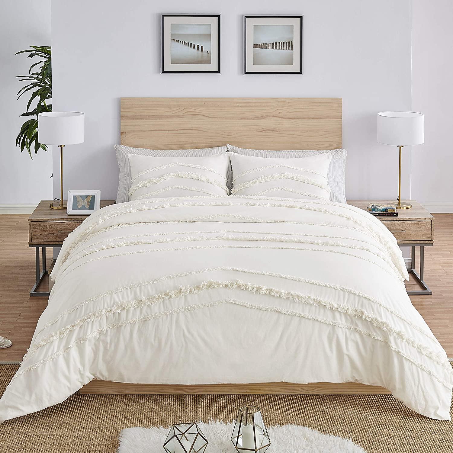 Ivory Tufted Duvet Cover Set - myhomestore.com.pk