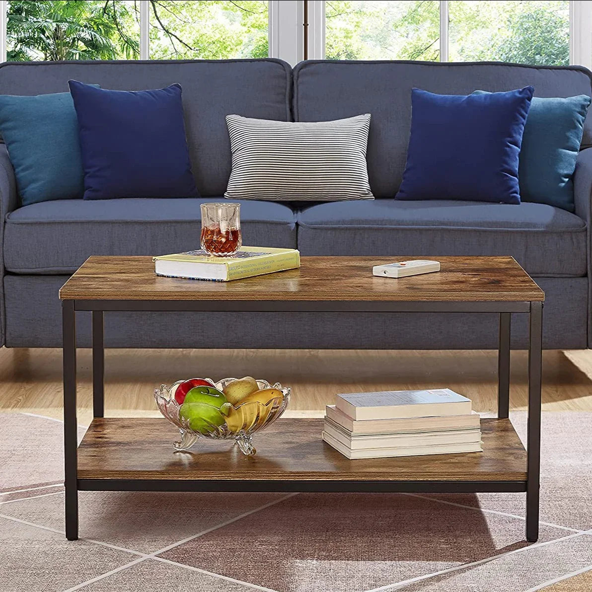 Coffee Table with Metallic Frame - myhomestore.com.pk