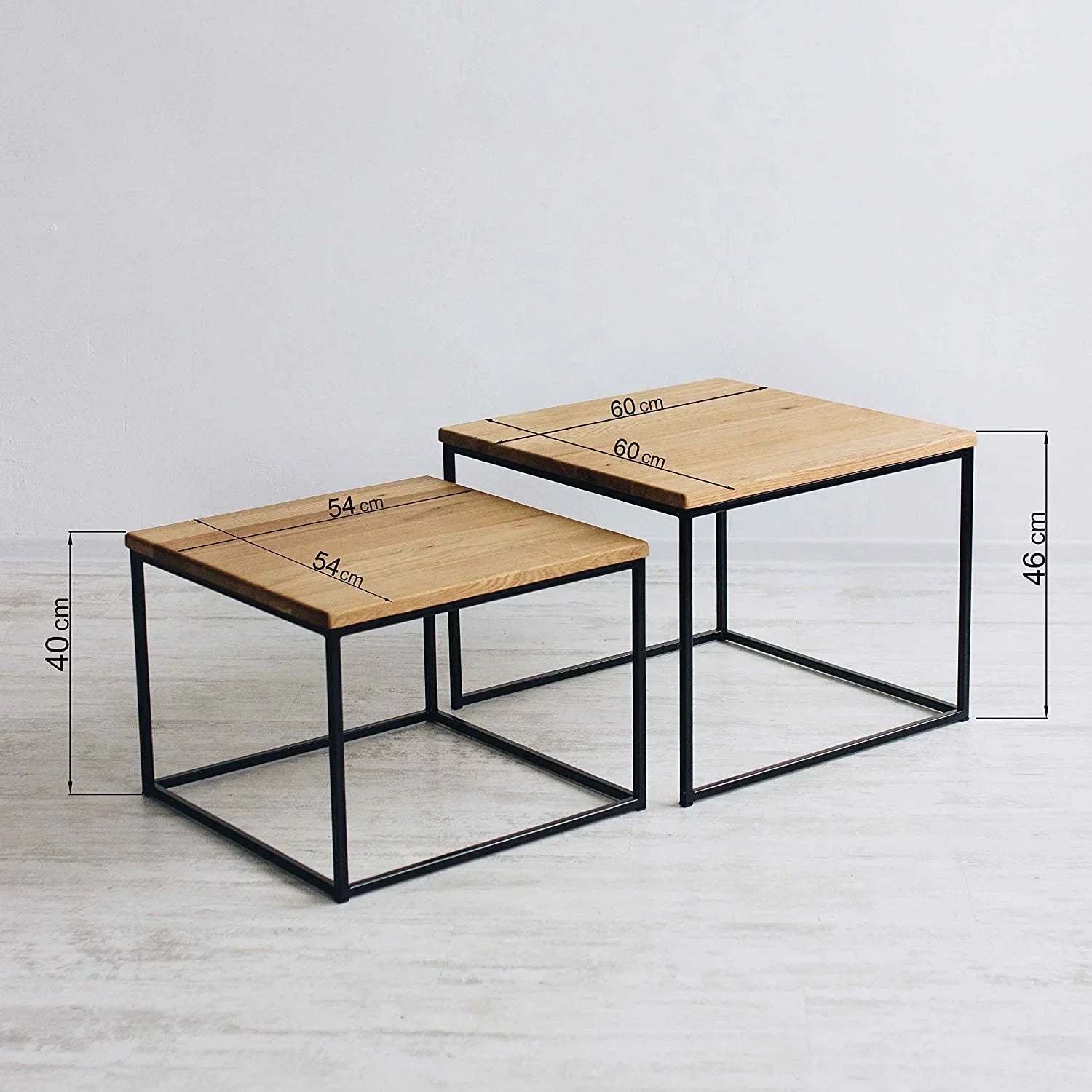 Set of 2 Smoked Side Table with Metal stand - myhomestore.com.pk