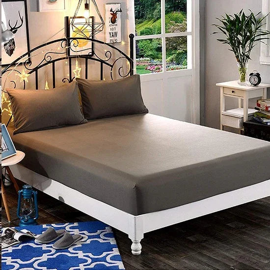 Fitted sheet (Grey) - myhomestore.com.pk