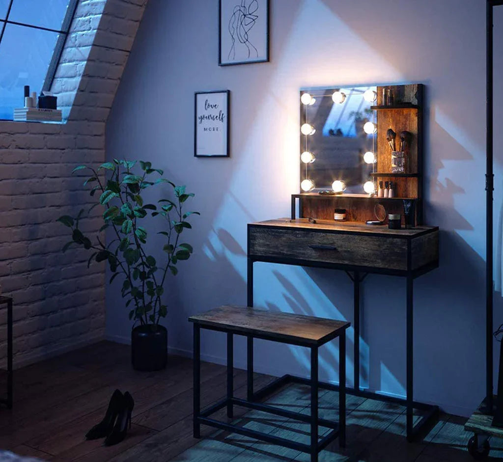 Dressing Table, Hairdressing Table, Make-up Table, Metal Frame - myhomestore.com.pk
