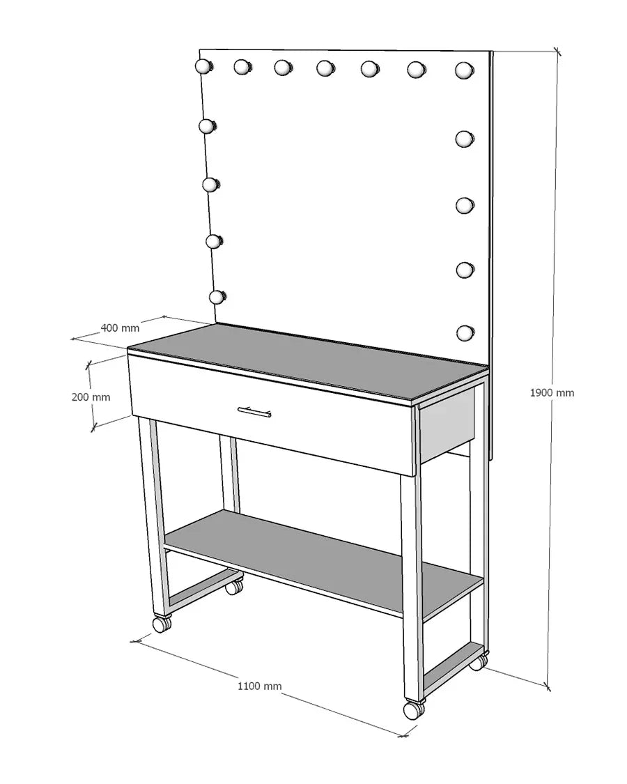 MAKE-UP TABLE MAKEUP ARTIST BLACK AND WHITE - myhomestore.com.pk