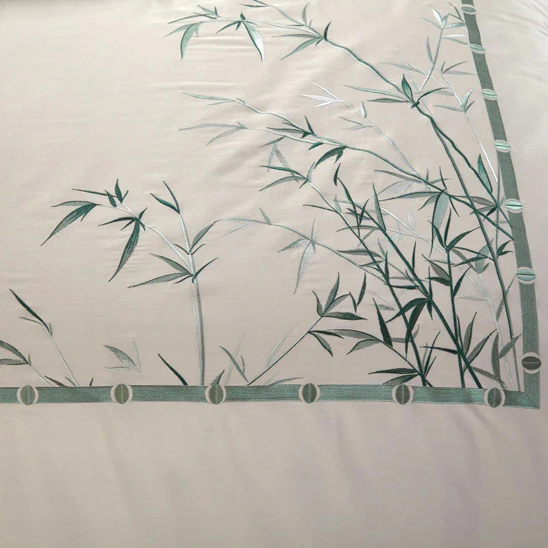 Luxury New Embroidery Duvet Set Green Bamboo - myhomestore.com.pk