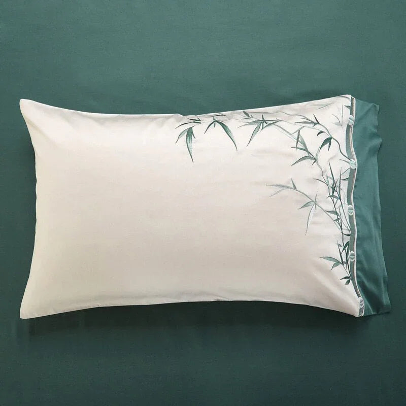 Luxury New Embroidery Duvet Set Green Bamboo - myhomestore.com.pk