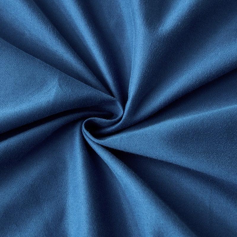 Blue Elegant Embroidered Cotton European Style Duvet Set - myhomestore.com.pk