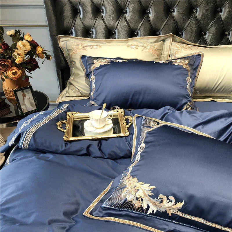 Royal Blue Exquisite Embroidery Duvet Set - myhomestore.com.pk