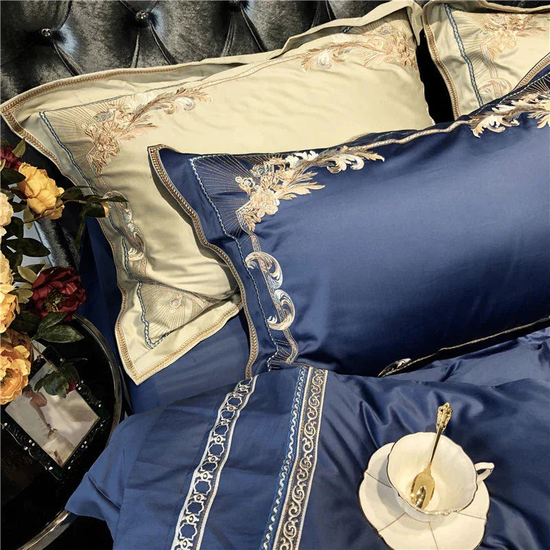 Royal Blue Exquisite Embroidery Duvet Set - myhomestore.com.pk
