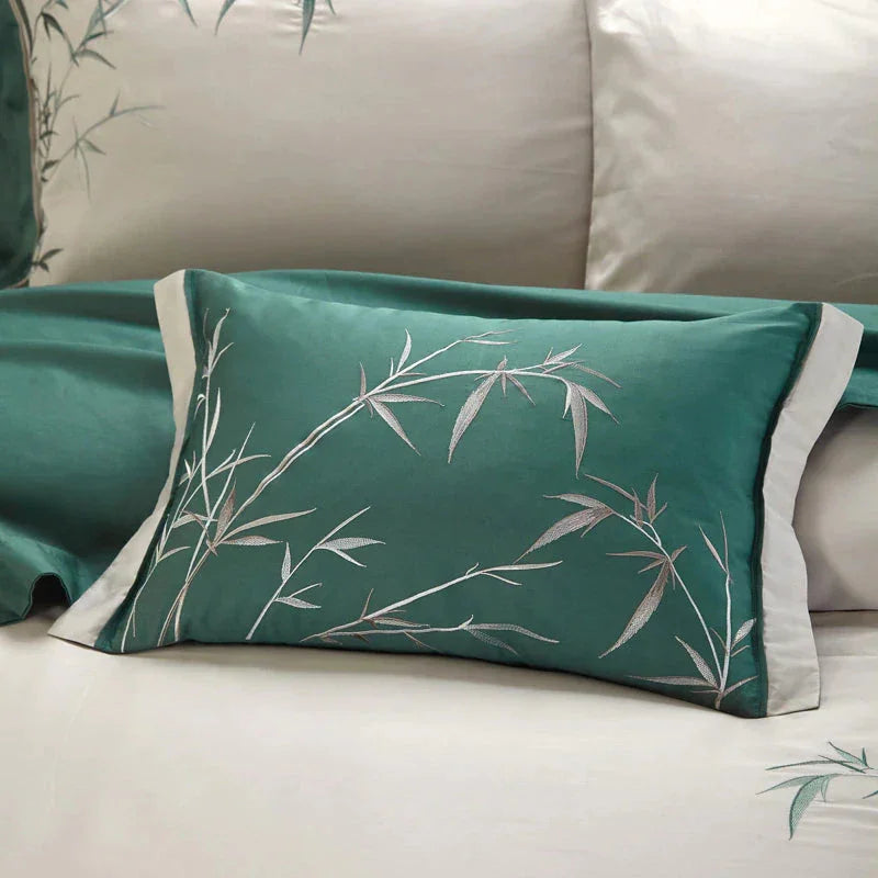 Luxury New Embroidery Duvet Set Green Bamboo - myhomestore.com.pk