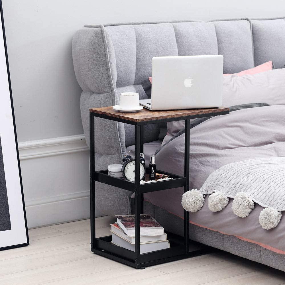 Industrial C Shaped Side Table With Storage Shelves - myhomestore.com.pk