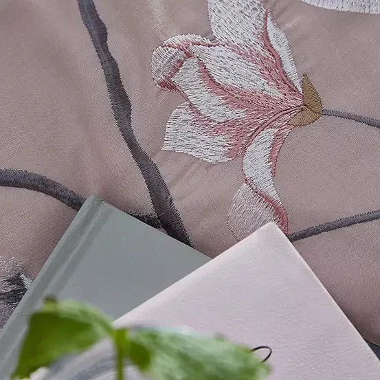 New Luxury Branch Embroidery Duvet Set (Pink) - myhomestore.com.pk