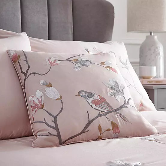 New Luxury Branch Embroidery Duvet Set (Pink)