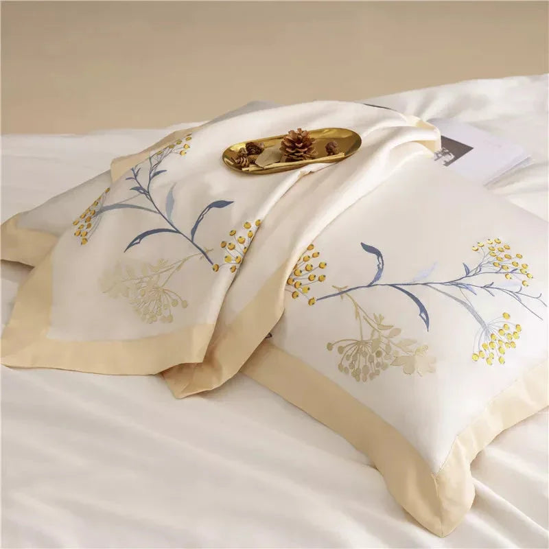 Luxury Feuilles Embroidery Duvet Set - myhomestore.com.pk