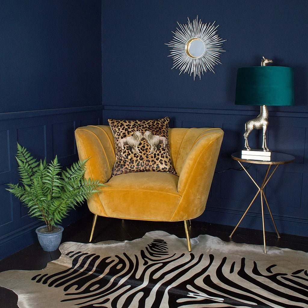 Curvarella Turmeric Mustard Velvet Chair - myhomestore.com.pk