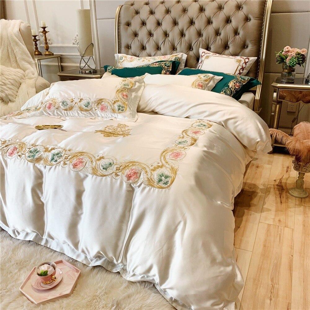 Luxury White With Multi Embroidery Duvet Set - myhomestore.com.pk